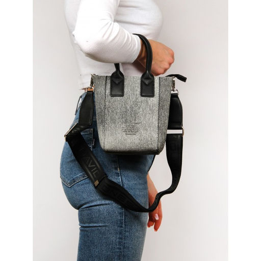 Сумка женская искусственная кожа DJ-CM 7105-BLACK/GREY, 1отд, плечевой ремень, черный/серый SALE 262236 - Adelia фото 5