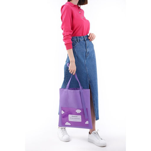 Сумка текстильная шоппер Нет ничего возможного облако, с карманом, 35 х 0,5 х 40 см, цвет сиреневый - Nazamok фото 5