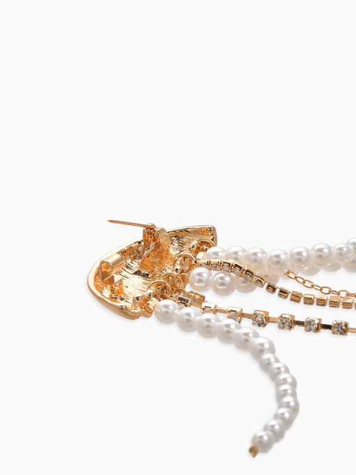 Брошь «Медуза», цвет белый в золоте