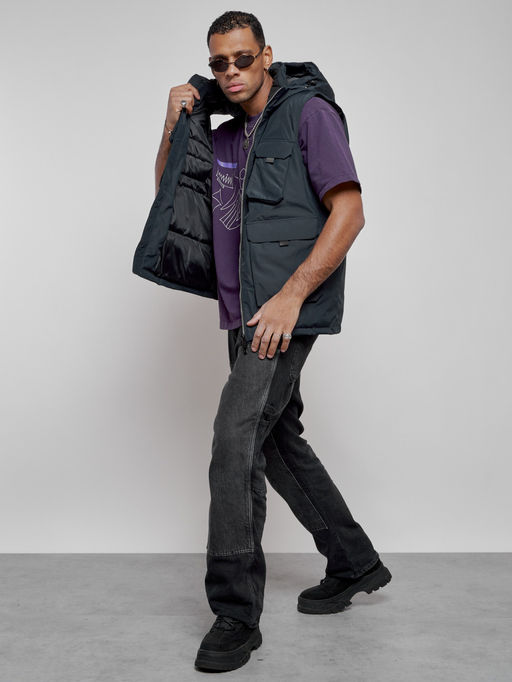 Куртка - жилетка трансформер с подогревом 2 в 1 мужская зимняя темно-синего цвета 6668TS - Mtforce фото 17