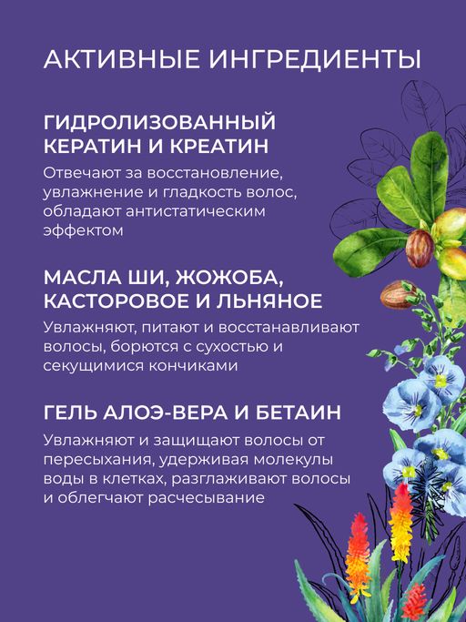 Маска с кератином Глубокое увлажнение для сухих и поврежденных волос SIBERINA