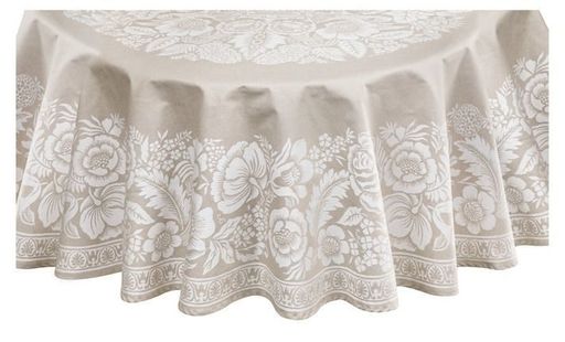 Скатерть Премиум круглая Лесной букет-бежев. D 178 см. п/лен - Лен поволжья фото 3