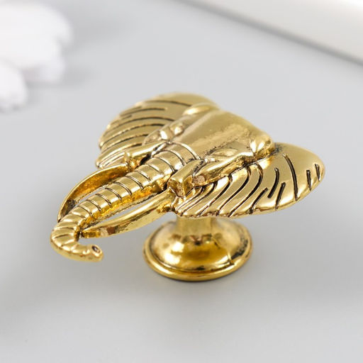 Ручка для шкатулки металл «Голова слона», состаренное золото, 4.5×4.2 см