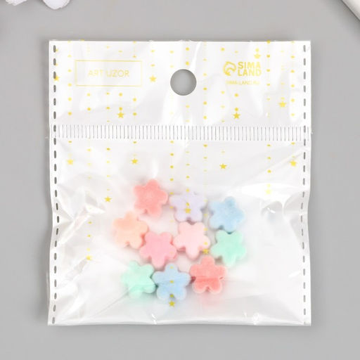 Цена за 10 шт. Бусина для творчества бархатное напыление Цветочек. Нежные оттенки, 0.7?1.2?1.2 см