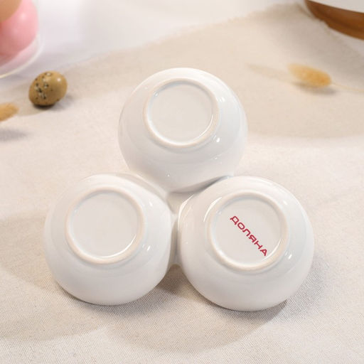 Менажница 3 ячейки Доляна Зайка в золотом, 16.5?7.5 см, доломит, белая