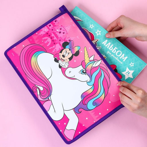 Папка для тетрадей А4, на молнии, пластик, Минни Маус и Единорог - Disney фото 2