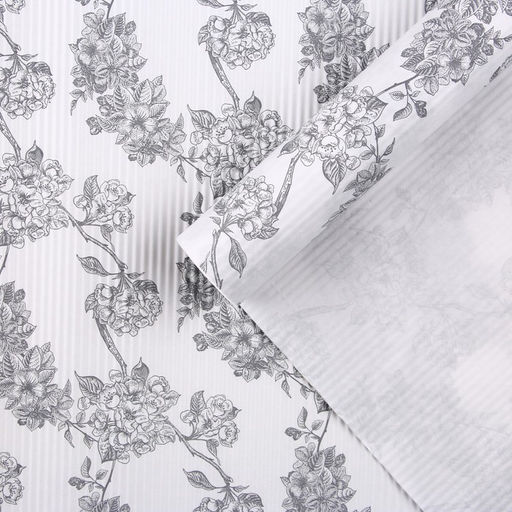 Бумага упаковочная гофрированная в рулоне «Цветы», 0,68 x 5м