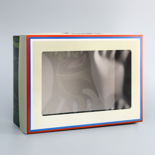 Цена за 5 шт. Коробка складная, крышка-дно, 23 Февраля, 24?17?8 см с окном