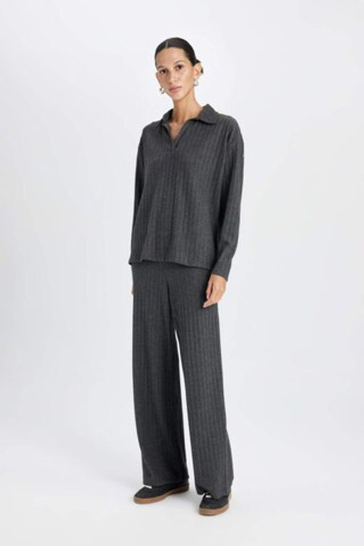 Wide Leg Genis Paca Esofman Alt? Normal Bel Fitilli Kaskorse Kumas Basic Duz - Defacto фото 2