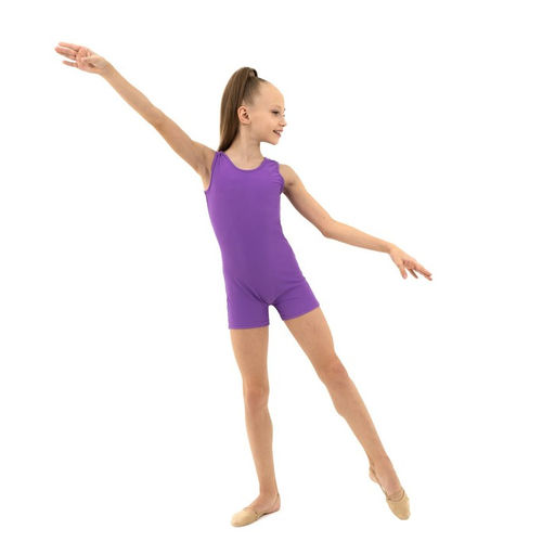 Купальник гимнастический Grace Dance, с шортами, без рукавов, р. 42, цвет фиолетовый  фото 4
