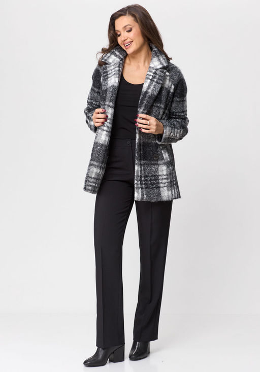 Пальто БелЭльСтиль 841 клетка серая  фото 101