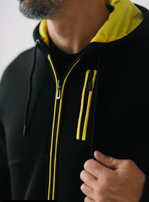 Утепленный костюм Футер 3-х ниточный М-1617: Чёрный / Жёлтый - Relay фото 9