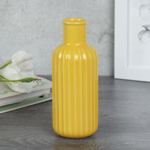 Цена за 1 шт. Ваза 16 см Желтая ребристая / YBN-70 /уп 50/без индивидуальной упаковки - Галеонтрейд фото 2