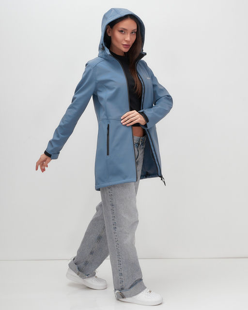 Парка спортивная женская с капюшоном softshell синего цвета 9568S - Mtforce фото 17