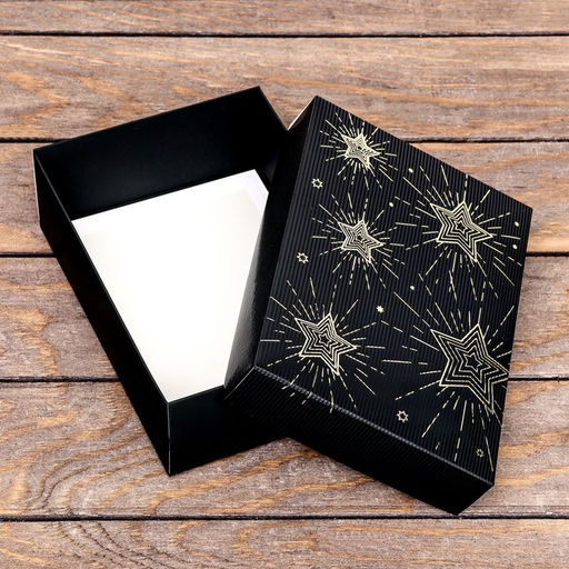 Коробка складная, подарочная новогодняя, крышка - дно, «Звёздочки», софт тач, 21×15×7 см