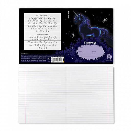 Цена за 10 шт. Тетрадь школьная ученическая ErichKrause Black Unicorn, 18 листов, линейка, выборочный УФ-лак (в плёнке по 10 шт.)_MIX-PACK  фото 8