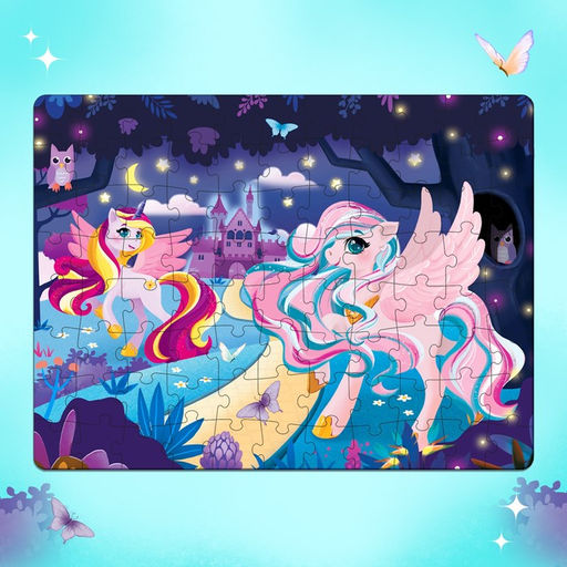 Пазлы светящиеся «Сказочные пони», 88 деталей