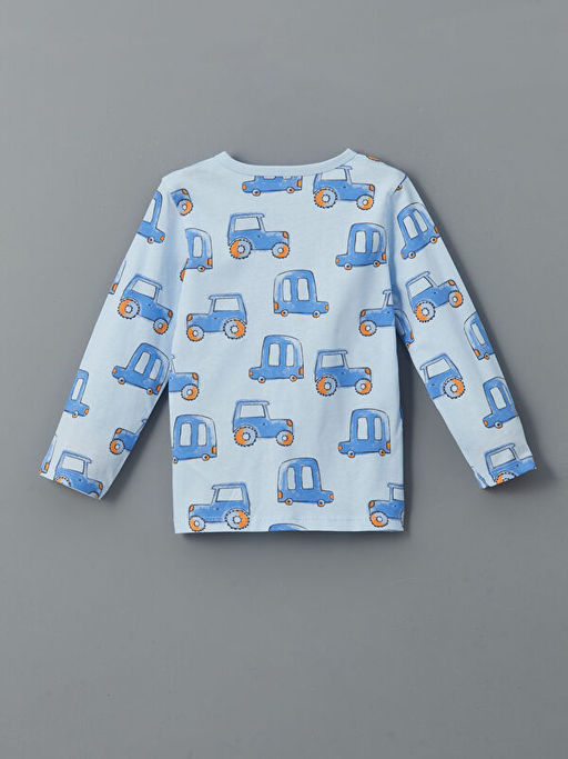 Bisiklet Yaka Bask?l? Erkek Bebek Pijama ?st