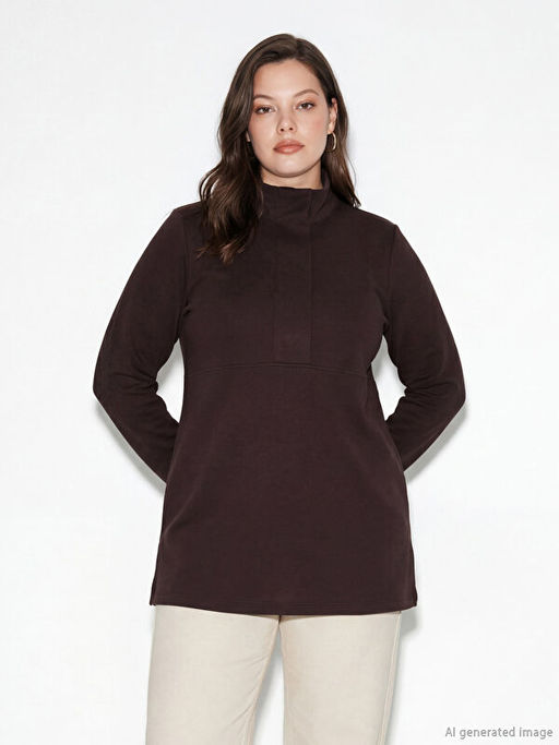 Dik Yaka Soft Touch Kad?n Sweatshirt Tunik