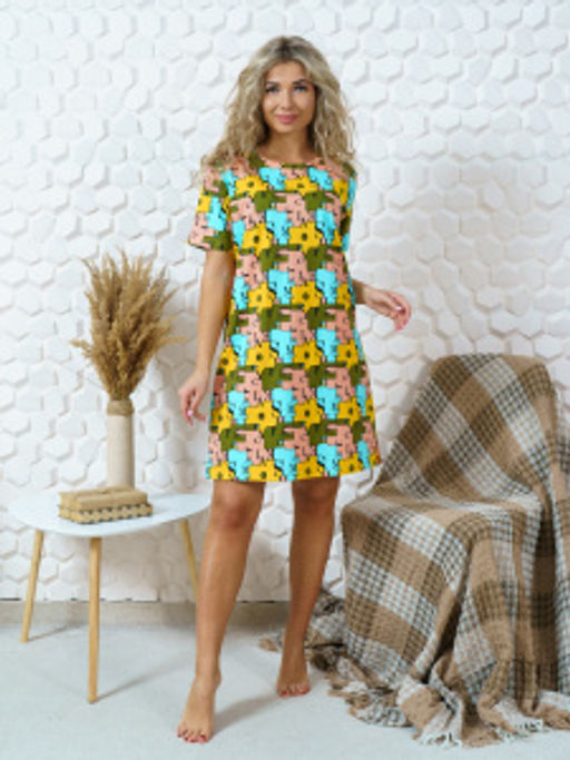 858 Туника "горчичные пазлы"