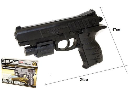 Пистолет пневм. с лазерным прицелом и фонарем (399В-2, 1В01260, 319559) в коробке