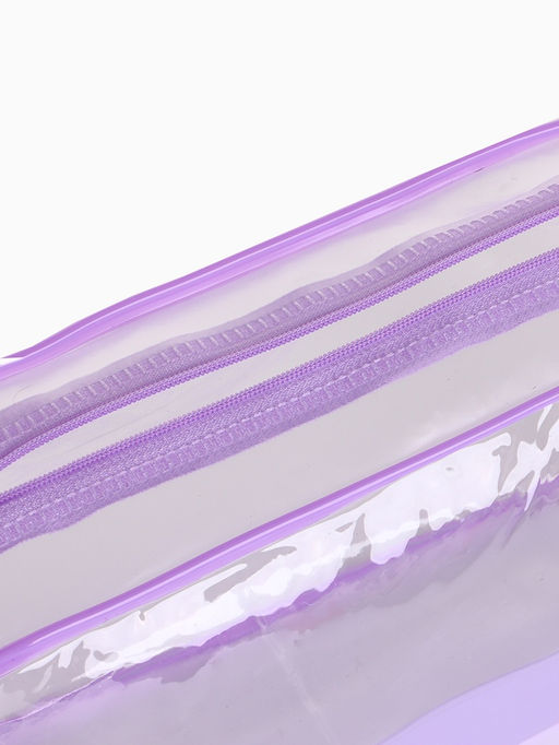Косметичка на молнии для бассейна, с ручкой, прозрачный/сиреневый