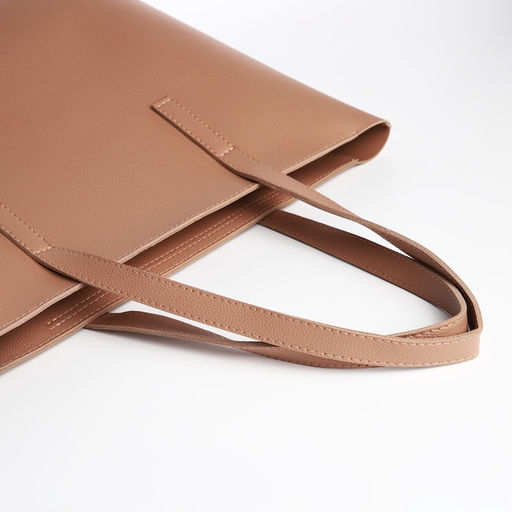 Сумка-шопер женская TEXTURA на молнии, размер 34×11×31 см, однотонная, бежевая