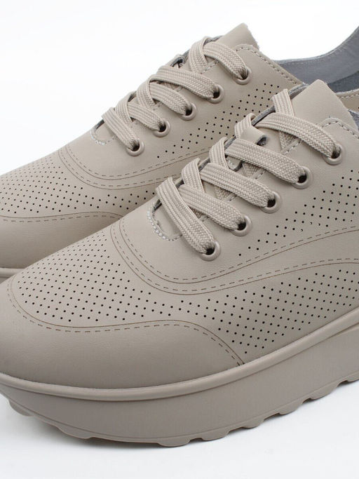 03-YH595-3 DK. BEIGE Кроссовки летние женские (натуральная кожа)