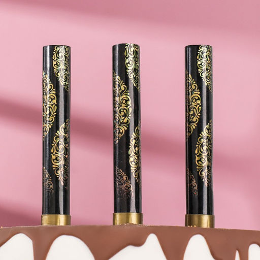 Цена за 2 шт. Свечи фонтаны в торт «Золотой узор», 3 шт., 10 см, горение 30 сек.