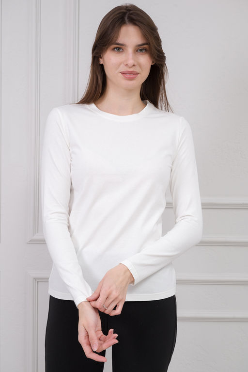 Лонгслив женский из кулирки с лайкрой молоко макси - Амадэль фото 2