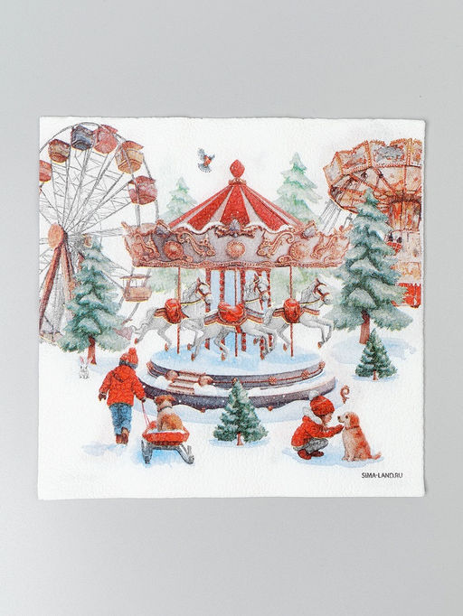 Цена за 3 шт. Салфетки бумажные двухслойные «Новогодние забавы», 33х33 см, 20 штук