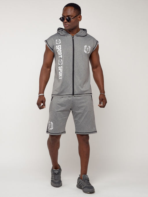 Спортивный костюм летний мужской светло-серого цвета 2265SS - FUYOUKAI фото 6