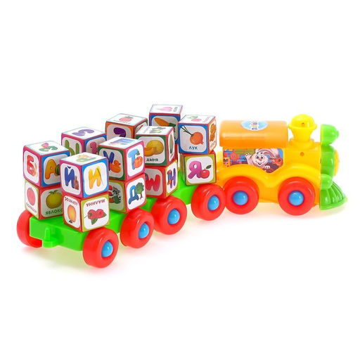 Конструктор Умный паровозик с кубиками Алфавит, цифры, овощи и фрукты, по методике Монтессори - Iq-zabiaka фото 3