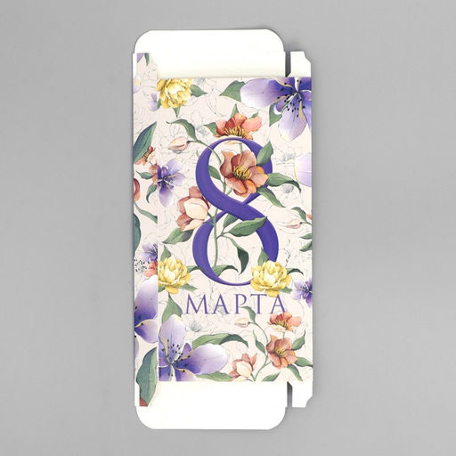 Цена за 5 шт. Коробка для шоколада, кондитерская упаковка С 8 Марта, с окном, 17.3?8.8?1.5 см