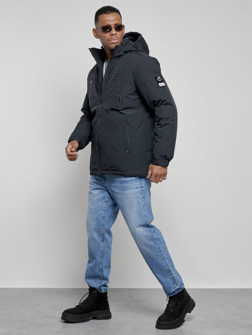 Куртка спортивная мужская зимняя с капюшоном темно-синего цвета 8360TS - Wonderrman фото 3