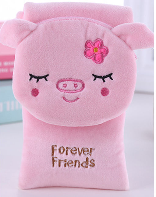 Сумочка плюшевая "Sleeping pig", pink (17*10 см)