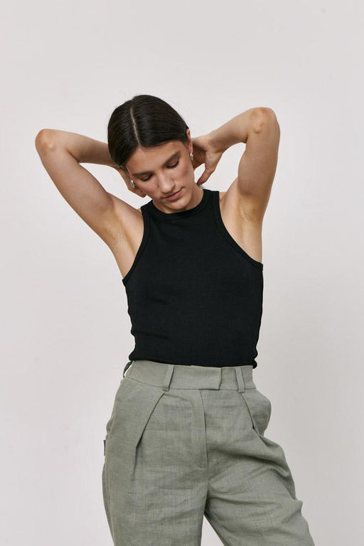 Майка с открытыми плечами в рубчик - Melcloth фото 2