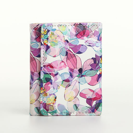 Кошелёк женский на кнопке, 10.5×2.5×8.5 см, с цветочным принтом, разноцветный