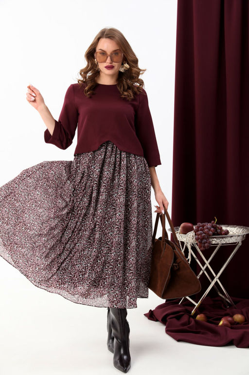 Платье NIKVA н740-14 винная абстракция  фото 6