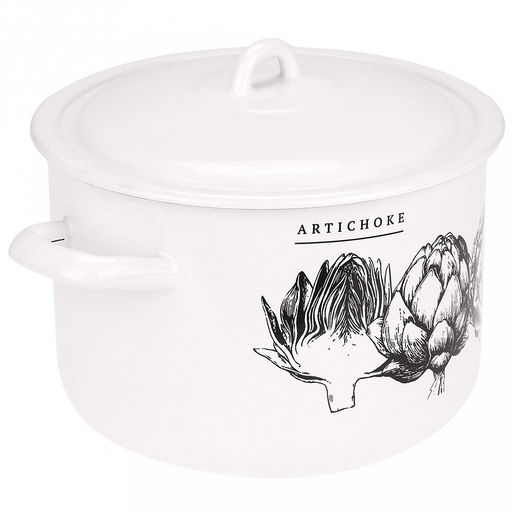 Artichoke Кастрюля эмалированная 4,3л, форма цилиндрическая, металлическая крышка (Россия) - Домашняя мода фото 3