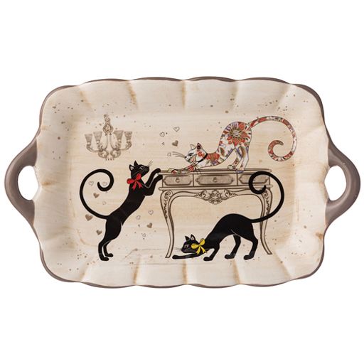 Блюдо "Парижские коты" 23,5*14 см. высота=2,5 см. 358-1741