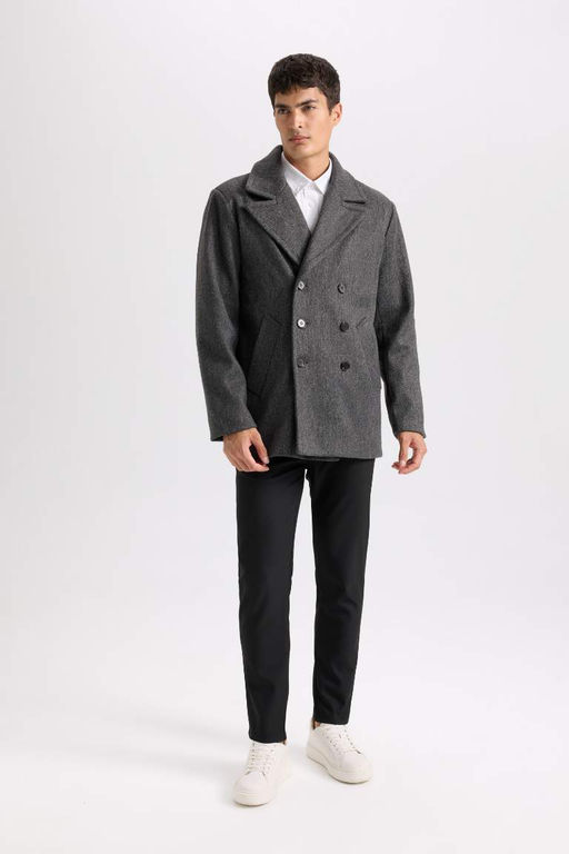 Slim Fit Dar Kesim Smokin Yaka Dugmeli Parka - Defacto фото 3