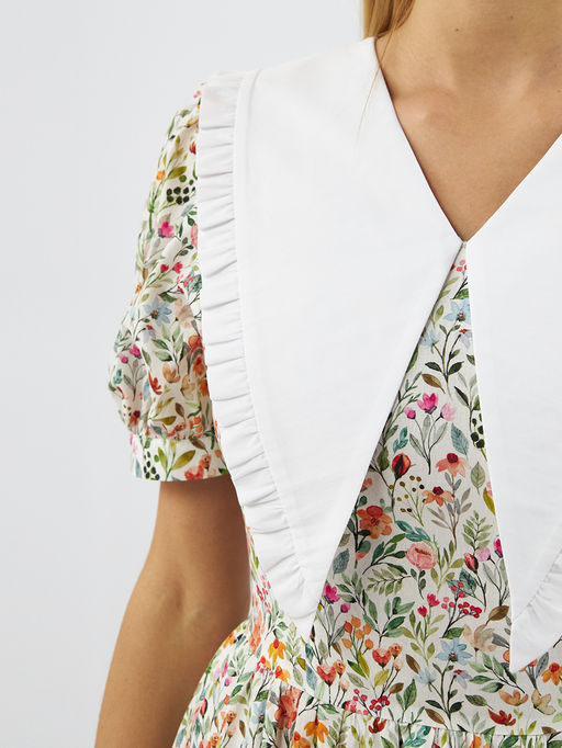 Платьеиз хлопка с большим контрастным воротником OD-935-2