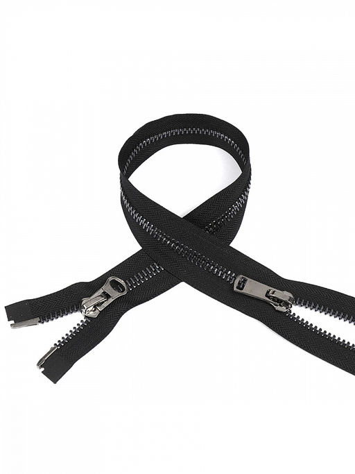 Молния Mzip мет. №8 черный никель шлиф.звено, 2 замка, 80 см цв.F322 черный уп.10шт