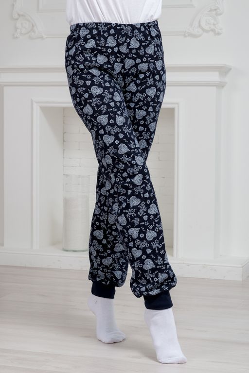 Брюки женские домашние из футера на манжете сердце из цветов - Амадэль фото 6