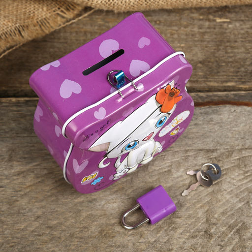 Копилка металл "Милый котёнок" МИКС 8,5х9х4,5 см