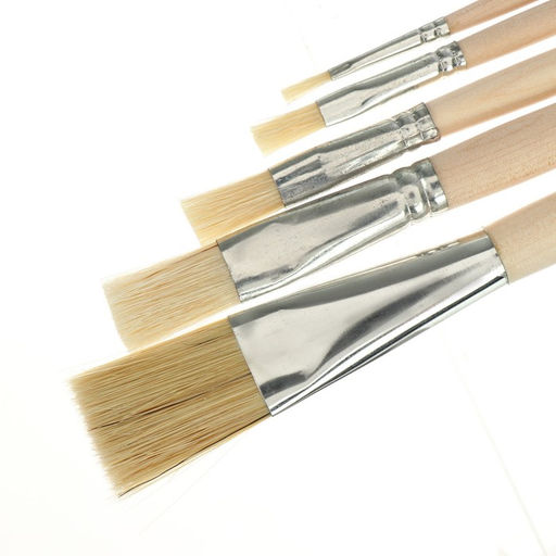 Цена за 2 шт. Набор кистей для рисования, щетина, 5 штук: №: 2, 6, 10, 16, 24, Calligrata, плоские, деревянная ручка, в пакете