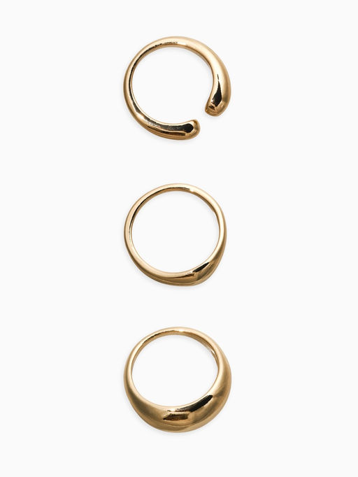 Набор колец 3 шт "Новый стиль" минимализ линий, размер МИКС, цвет золото