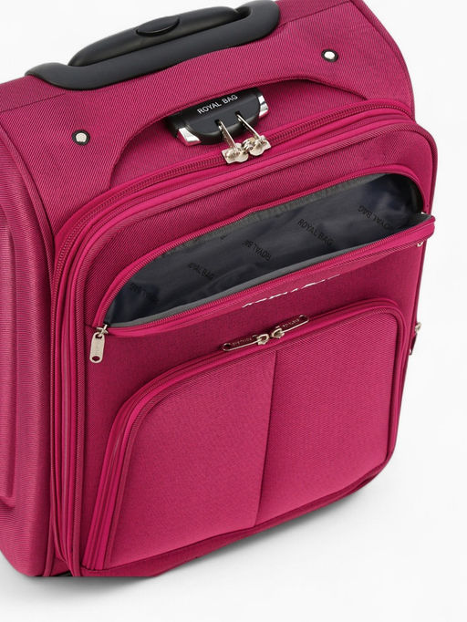 Чемодан на колёсах Royalbag маленький 46 л (S), на молнии, с увеличением, кодовый замок, 4 колеса, розовый