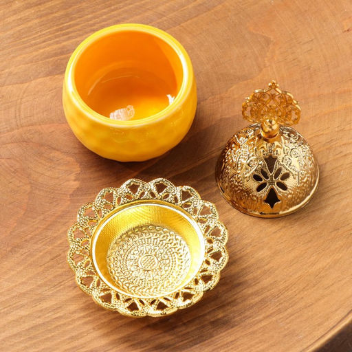 Курильница для благовоний порошковых и конусов TAKE IT EASY «Мешочек», жёлтый, 10.5×6.9 см